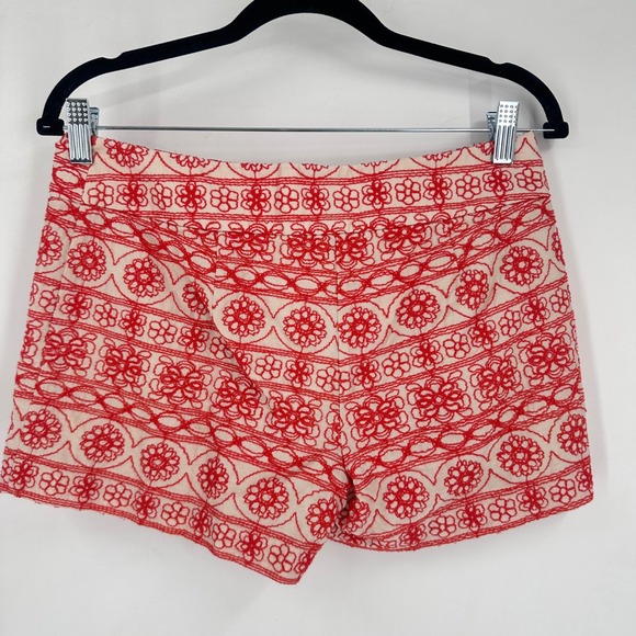 Ann Taylor LOFT Red Embroidered Pattern Shorts Size 2 Coastal‎ Boho - Picture 5 of 11